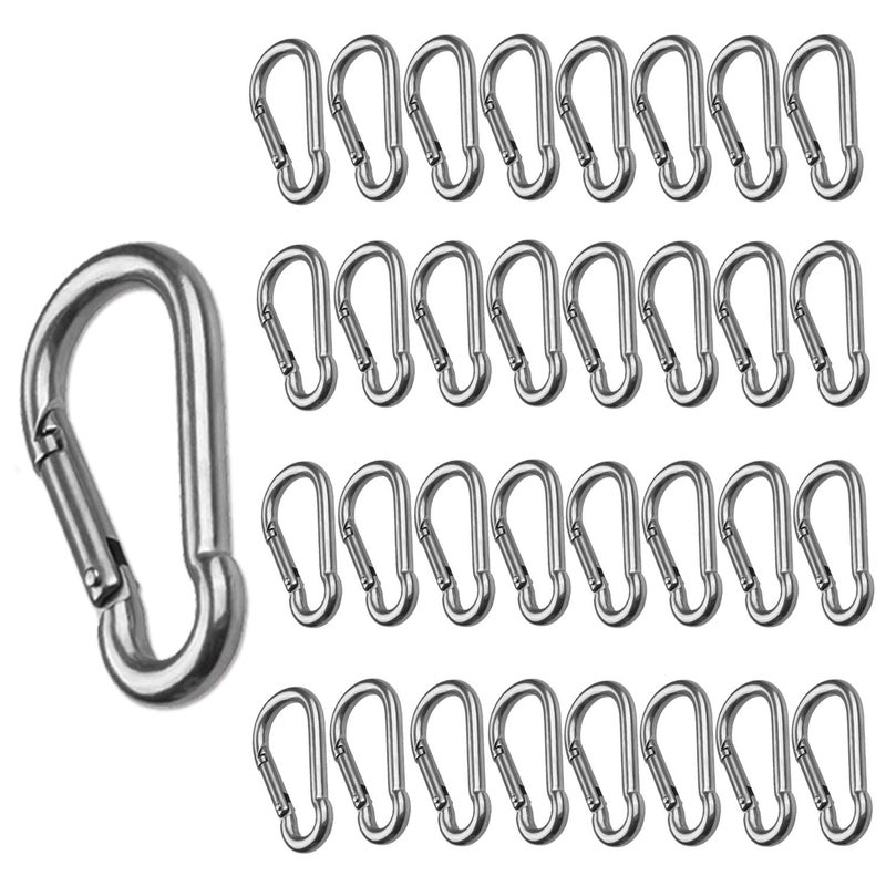 CertBuy 50pcs 2 Inch Stainless Steel Spring Snap Hook, 304 Stainless Steel Carabiner Clip Keychain Heavy Duty Quick Link Hook for Camping Fishing Hiking Traveling - Image 1